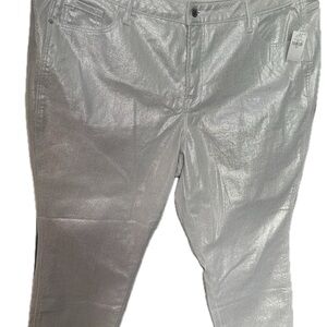 Old Navy Metallic Silver High-Rise Pants